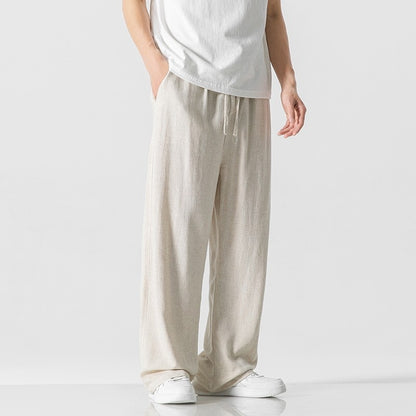 Linen Pants Loose Straight Trousers