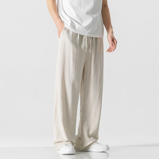 Linen Pants Loose Straight Trousers