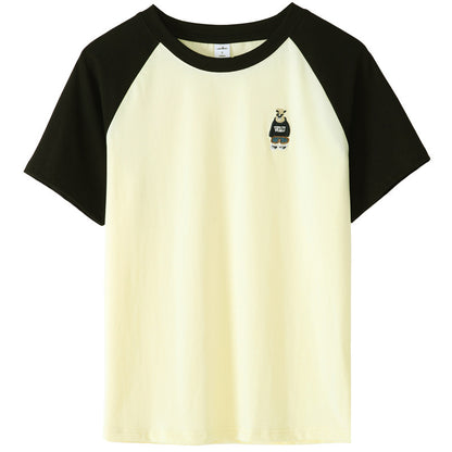 Retro Embroidered Bear Loose T-shirt