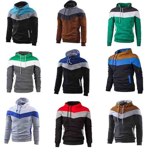 Men Stitching Sports Long-sleeved Hoodie