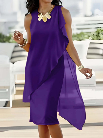 Women's Elegant Irregular Chiffon Sleeveless Dress