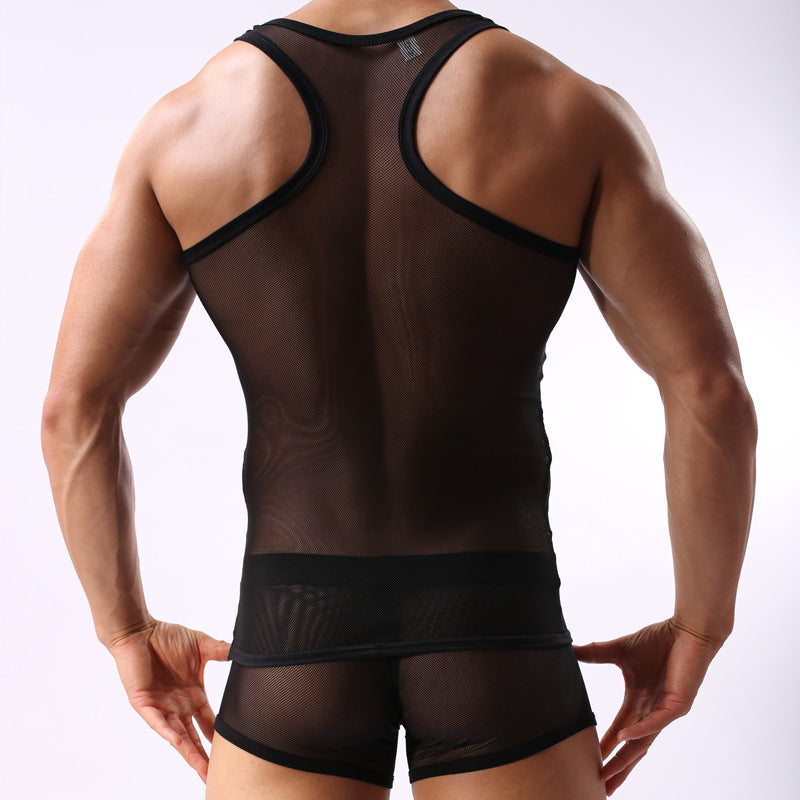 Fitness Transparent Mesh Men's Underwear Set