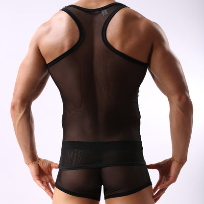 Fitness Transparent Mesh Men's Underwear Set