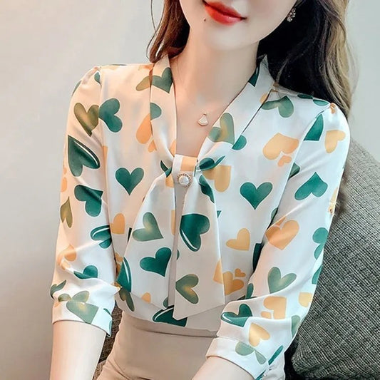 Three-quarter Sleeve Chiffon Shirt