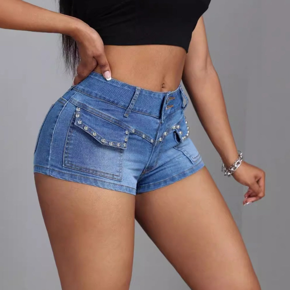 Mid-elastic Denim Women jeans Shorts