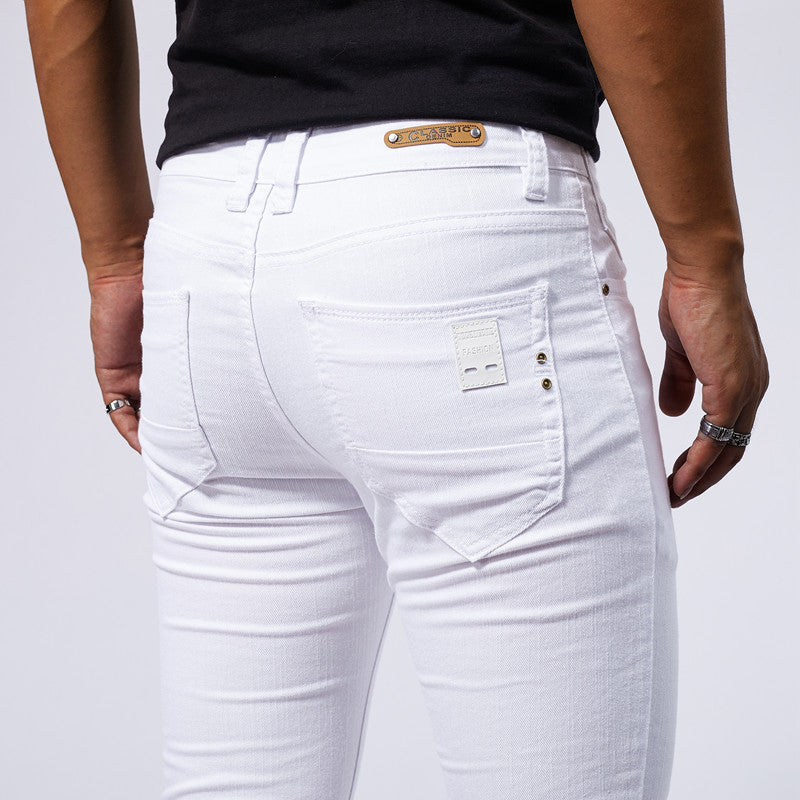 Men's American-style White Stretch Skinny Jeans