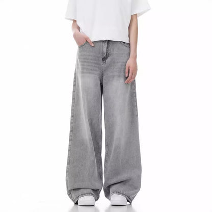 Men's Loose Wide Leg Straight Worn Jeans