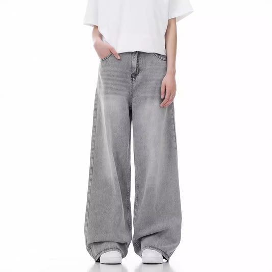 Men's Loose Wide Leg Straight Worn Jeans