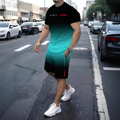 Men Short-sleeved Shorts T-shirt Suit
