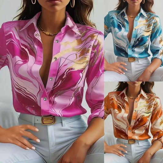 Fashion Casual Loose Button Long Sleeve Shirt
