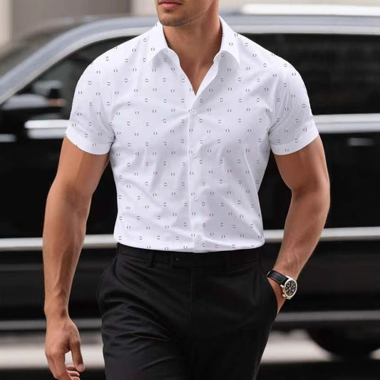 Stretch Thight Short-sleeved Men's Shirt