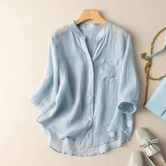 Leisure Style Artistic Retro Thin Cotton And Linen Shirt