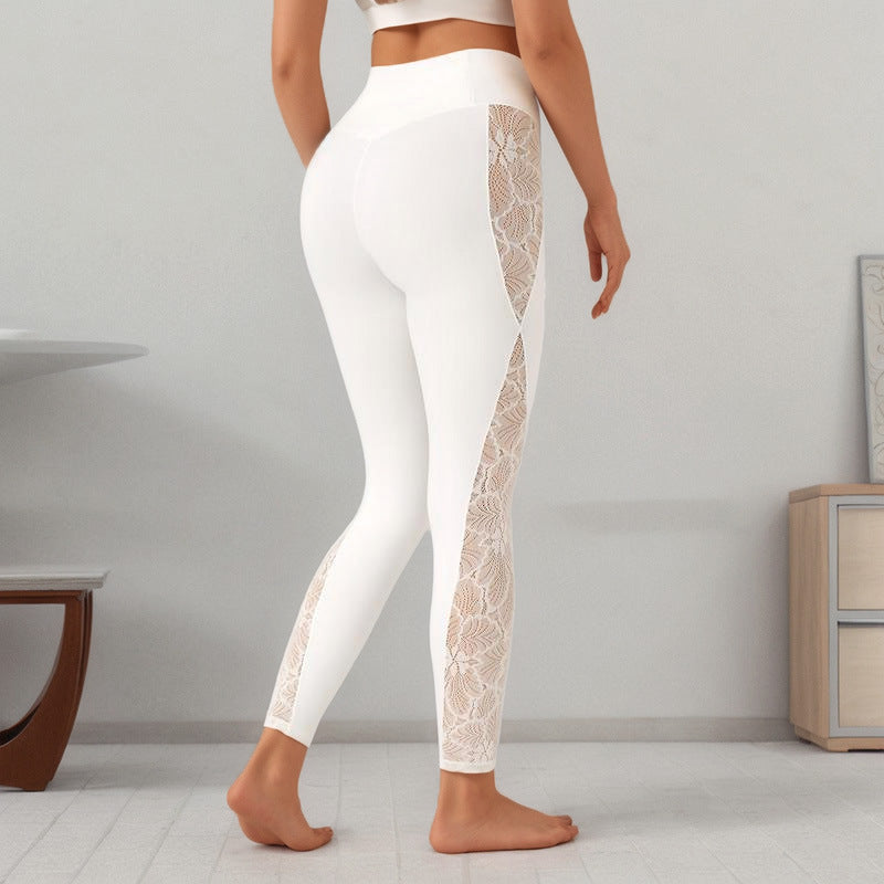 Slim Lace Stitching Fitness Pants