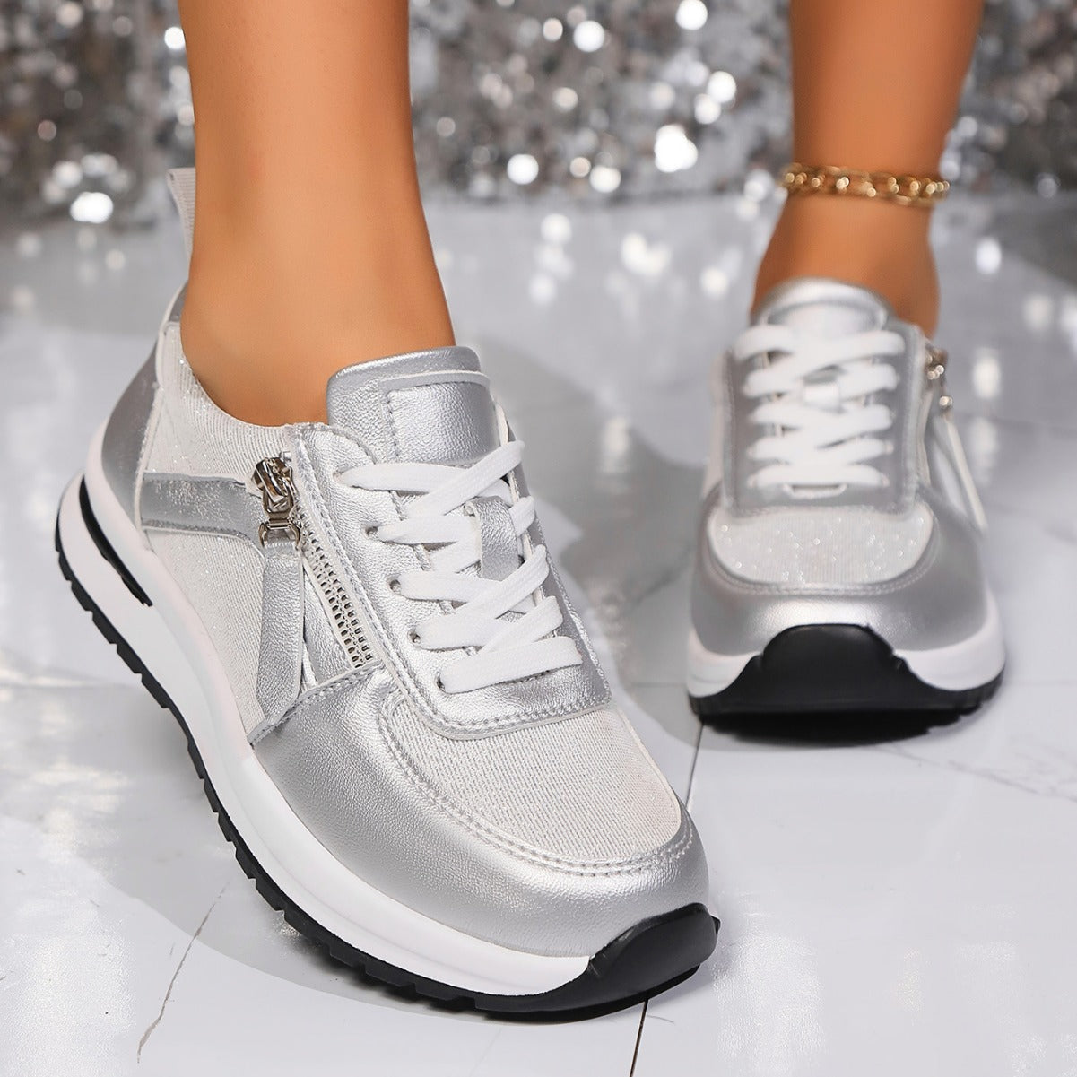 Front Lace-up Women's Pumps Large Size Flat Bottom