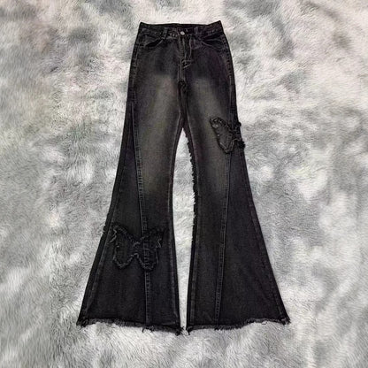 Elastic Plus Size Denim Flared Jeans