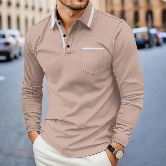 Men's Lapel Long Sleeve Plus Size Polo Shirt