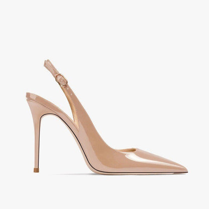 Ladie's Nude Soft Leather Hollow Female Ankle-strap High Heels