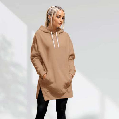 Split Shoulder Sleeve Brushed Hoodies