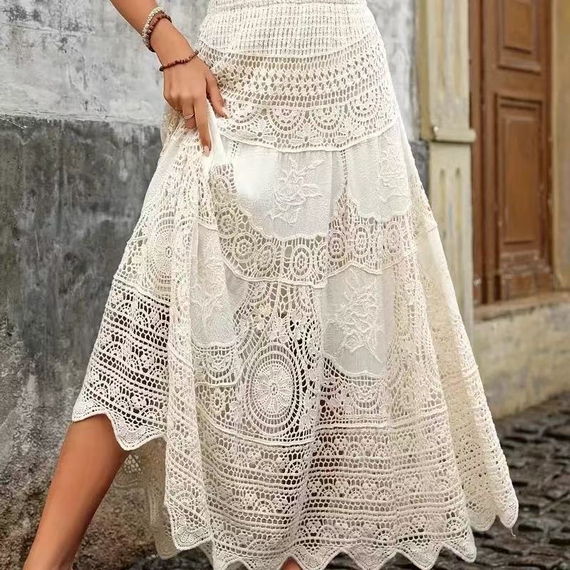 Hollow Knitted Big Hem Skirt Women