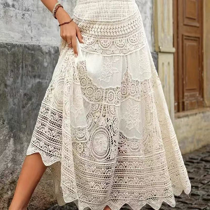 Hollow Knitted Big Hem Skirt Women