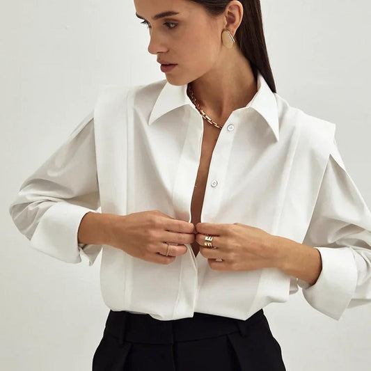 Right-angle Shoulder Slimming Shirt Stitching Sense