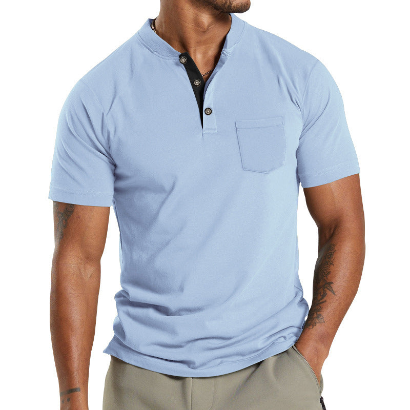 Men's Short Sleeve Button Pocket