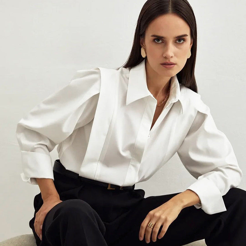 Right-angle Shoulder Slimming Shirt Stitching Sense
