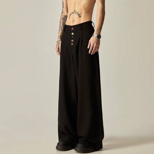Men's Polyester Vertical Tube Wide-leg Pants