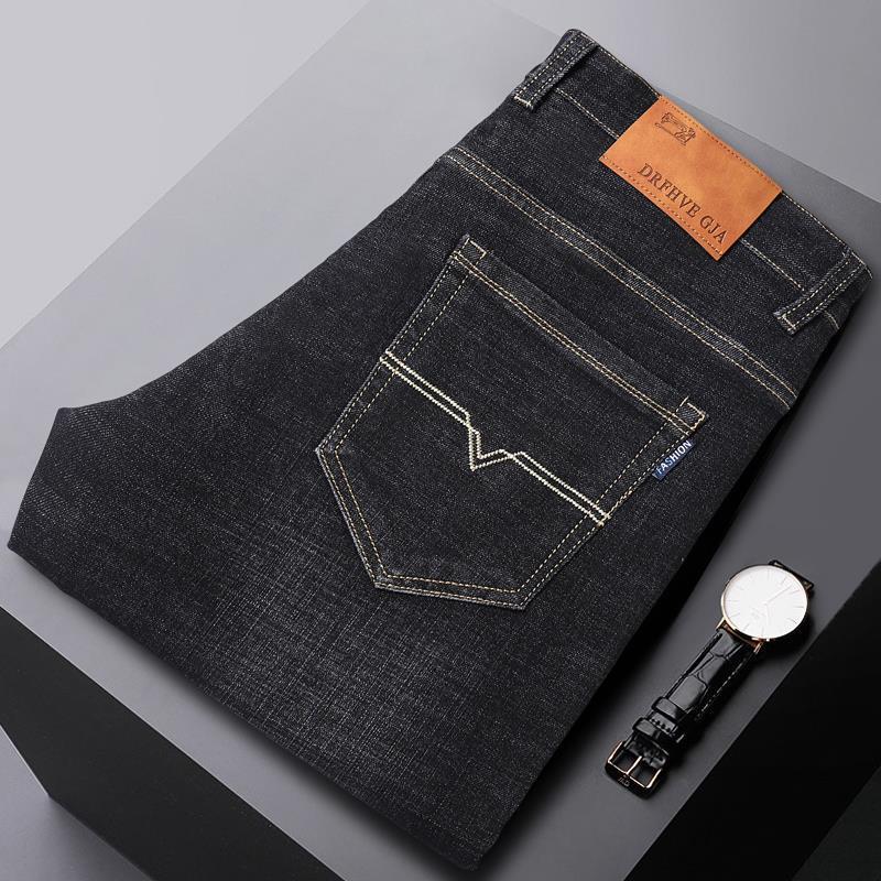Men Straight Loose Elastic Jeans