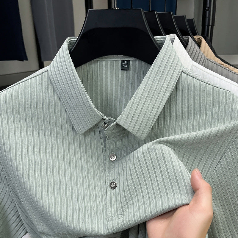 Ice Silk Cut-out Lapel Polo T-Shirt