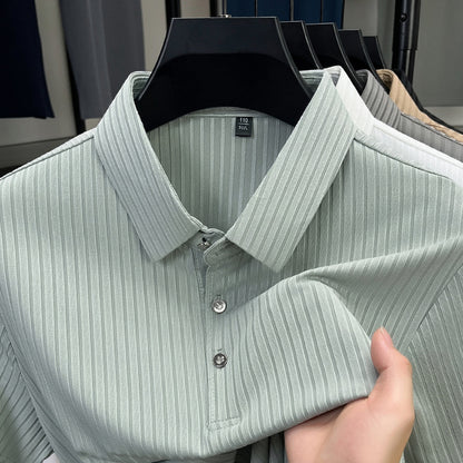 Ice Silk Cut-out Lapel Polo T-Shirt