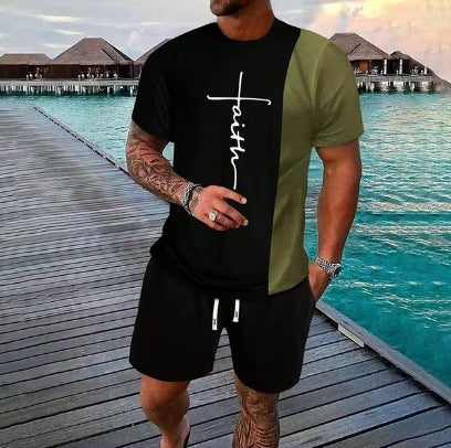 Men's Short Sleeve Shorts Suit
