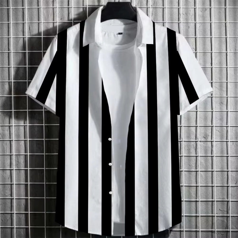 Simple Striped Men Short Sleeve