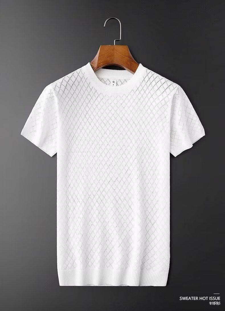 Men's Ice Silk Cut-out V-neck T-shirt