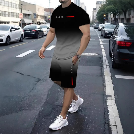 Men Short-sleeved Shorts T-shirt Suit