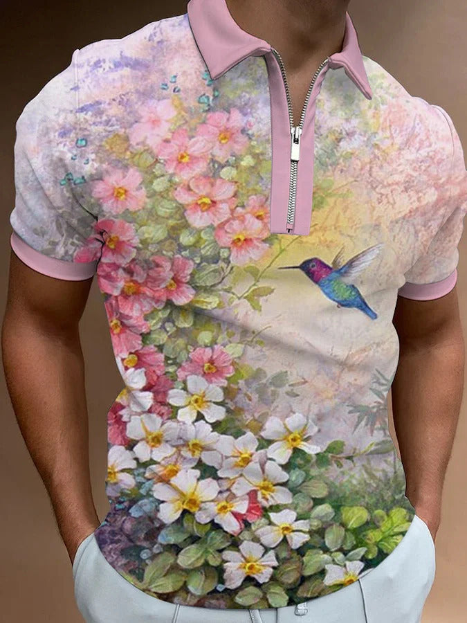 Men's Fashion Simple Zipper Short Sleeve T-Shirt
