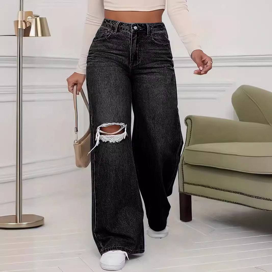 Ripped Wide-legged Jeans