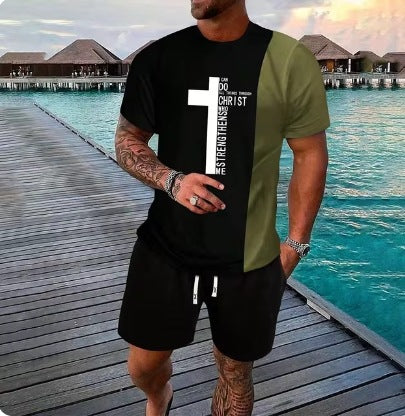 Men's Short Sleeve Shorts Suit
