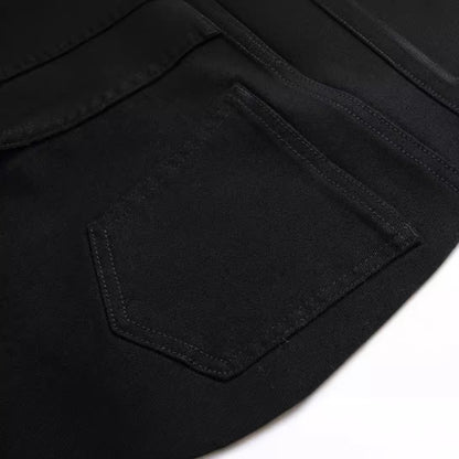 Black Elastic Straight Jeans