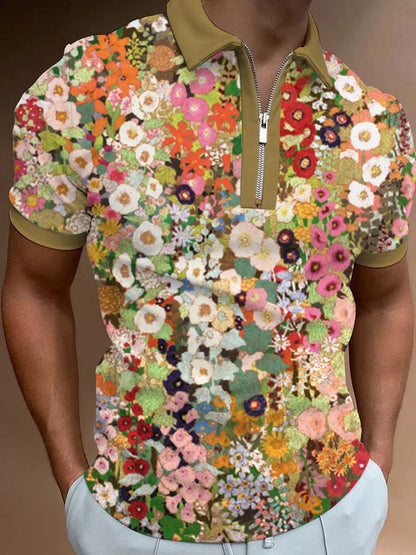 Men's Fashion Simple Zipper Short Sleeve T-Shirt