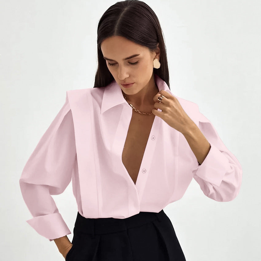 Right-angle Shoulder Slimming Shirt Stitching Sense