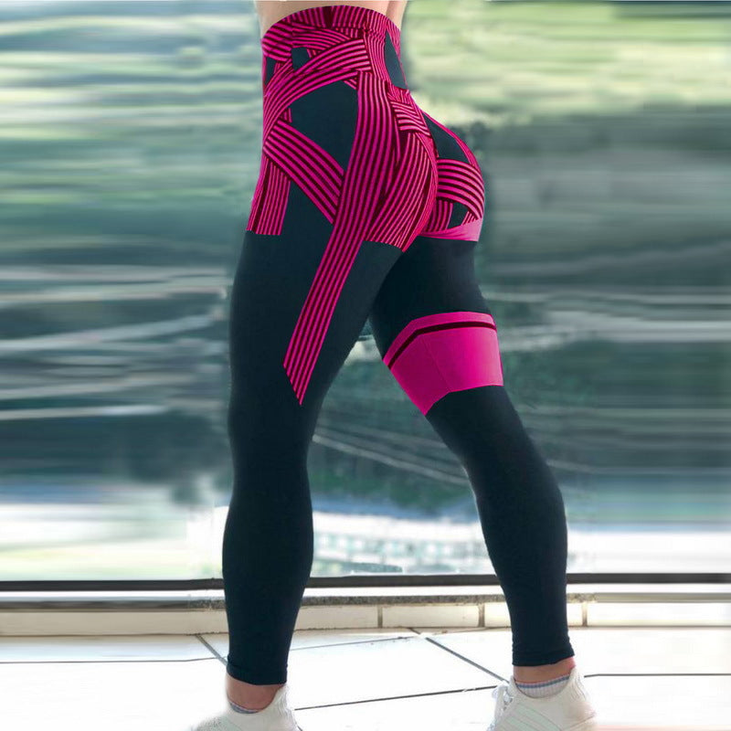 Ladie's Multi-color Tight High Waist Fitness Trousers