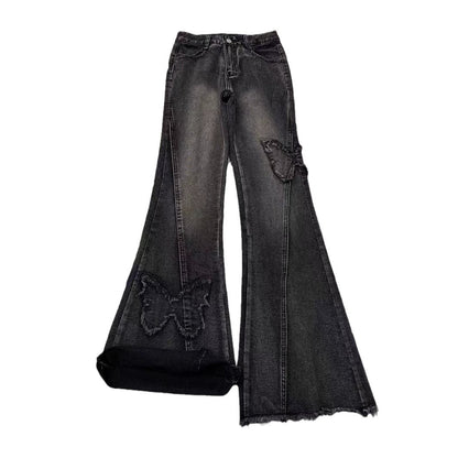 Elastic Plus Size Denim Flared Jeans