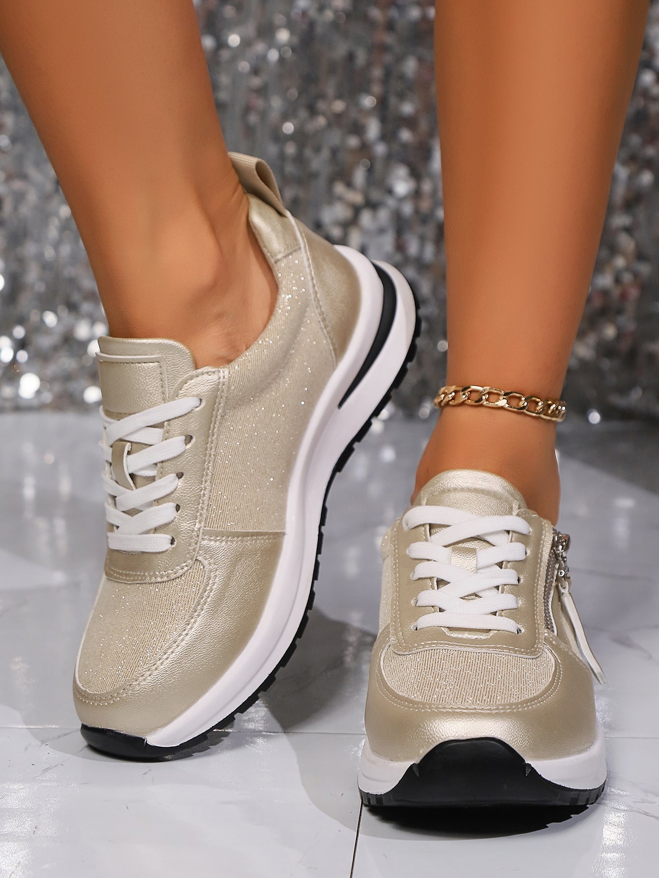 Front Lace-up Women's Pumps Large Size Flat Bottom