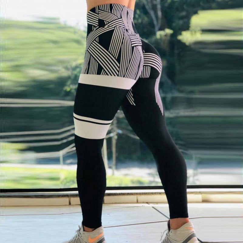 Ladie's Multi-color Tight High Waist Fitness Trousers