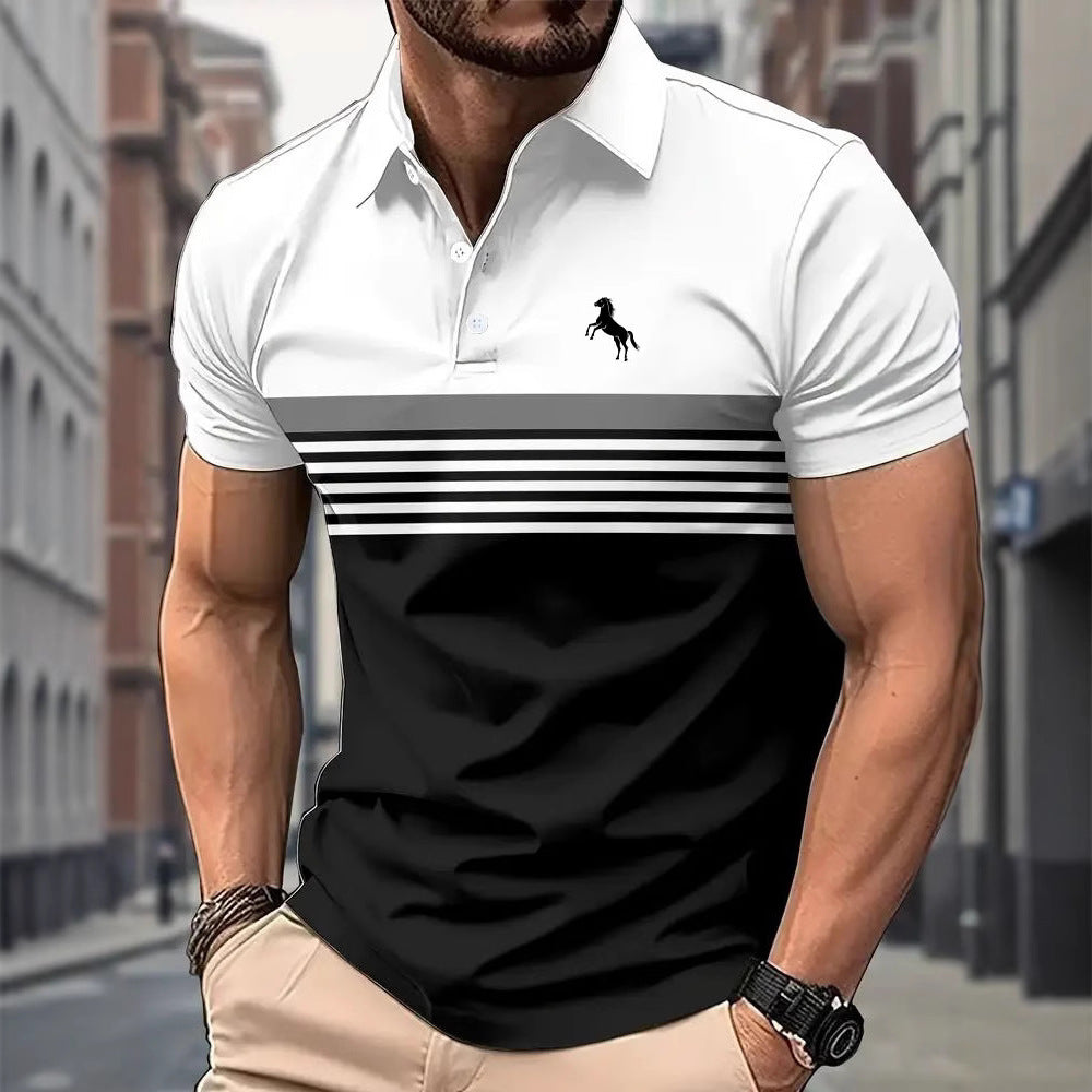 Men Striped Collar Golf T-Shirt