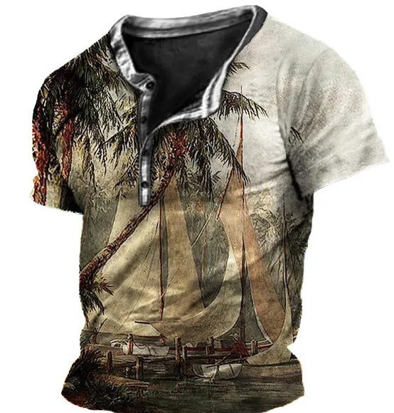 Men's Fashion Simple Lapel Button Sleeve