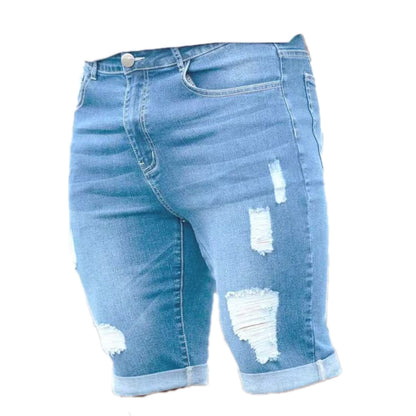 Nice Blue Multi-hole Design Denim Shorts