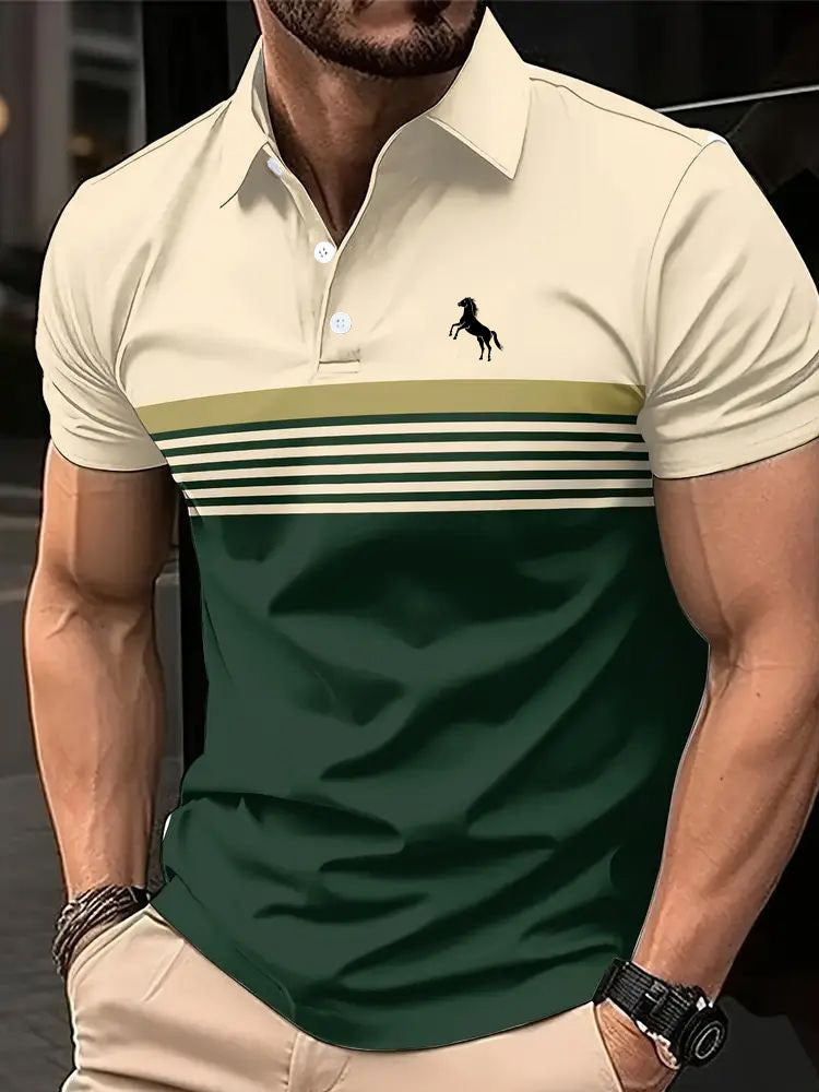 Men Striped Collar Golf T-Shirt