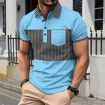 Men's Polo Matching Stitching T-shirt